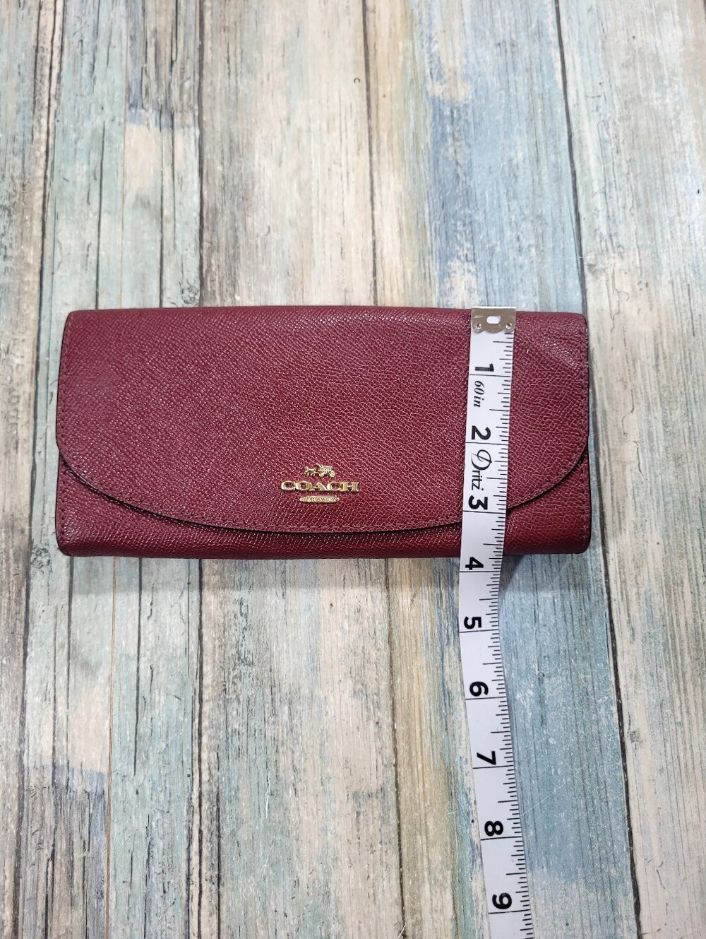 COACH Burgundy Leather Continental Wallet - Picture 4 of 10
